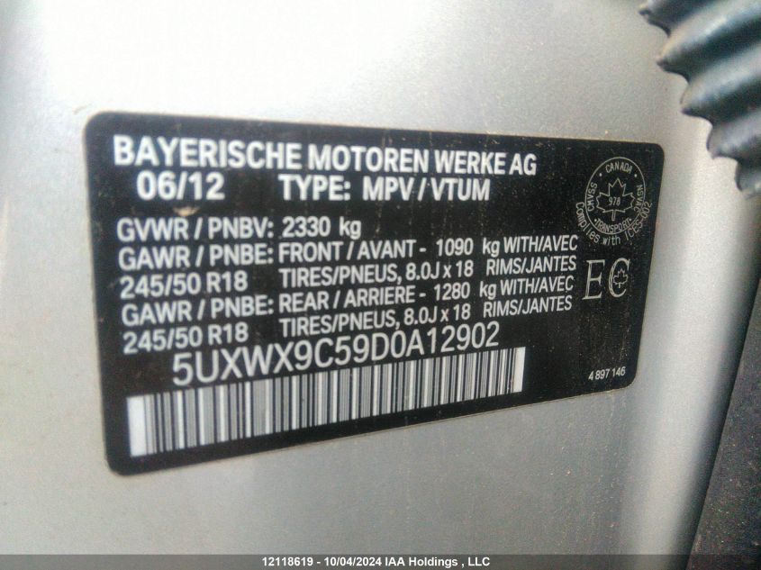 5UXWX9C59D0A12902 2013 BMW X3 xDrive28I