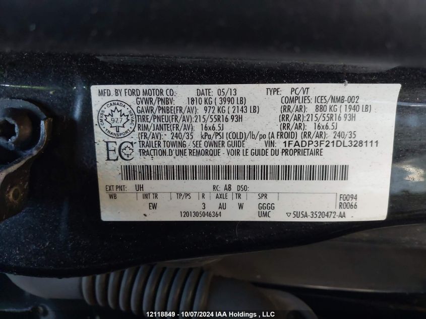 1FADP3F21DL328111 2013 Ford Focus Se