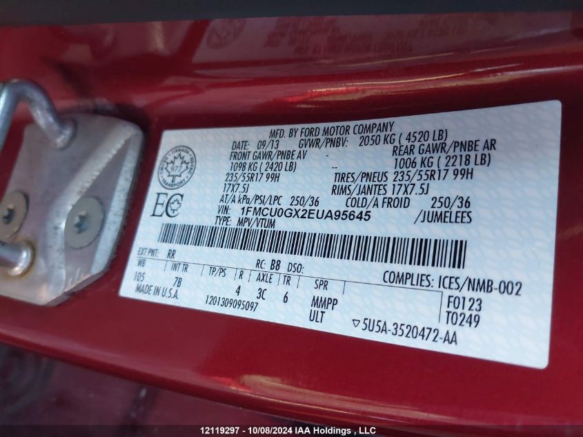 1FMCU0GX2EUA95645 2014 Ford Escape Se