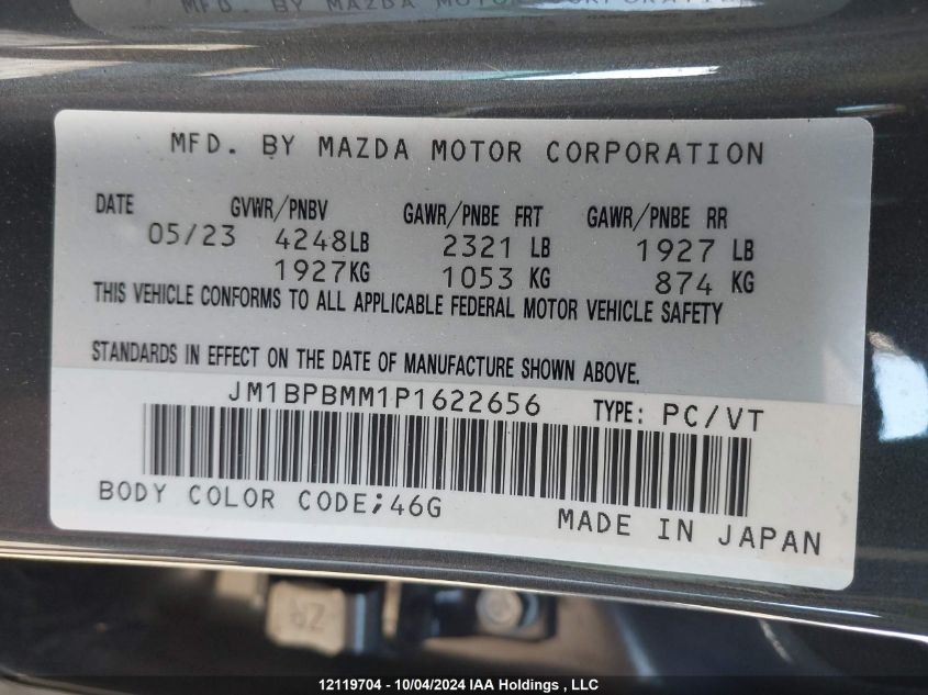 2023 Mazda Mazda3 VIN: JM1BPBMM1P1622656 Lot: 12119704