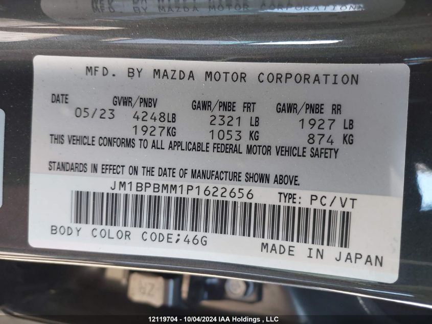 2023 Mazda Mazda3 VIN: JM1BPBMM1P1622656 Lot: 12119704