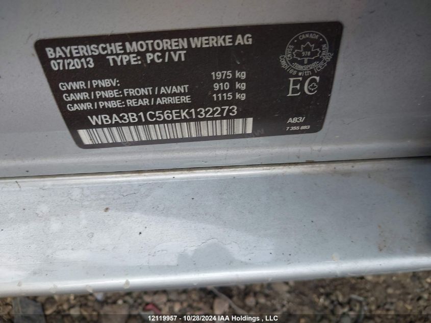 2014 BMW 3 Series VIN: WBA3B1C56EK132273 Lot: 12119957