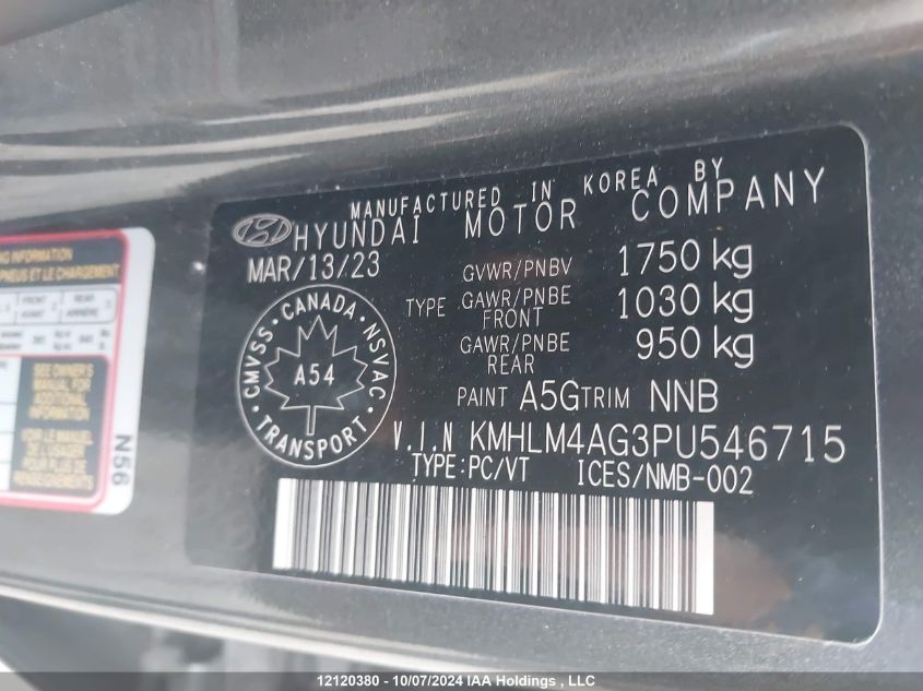 KMHLM4AG3PU546715 2023 Hyundai Elantra Sel