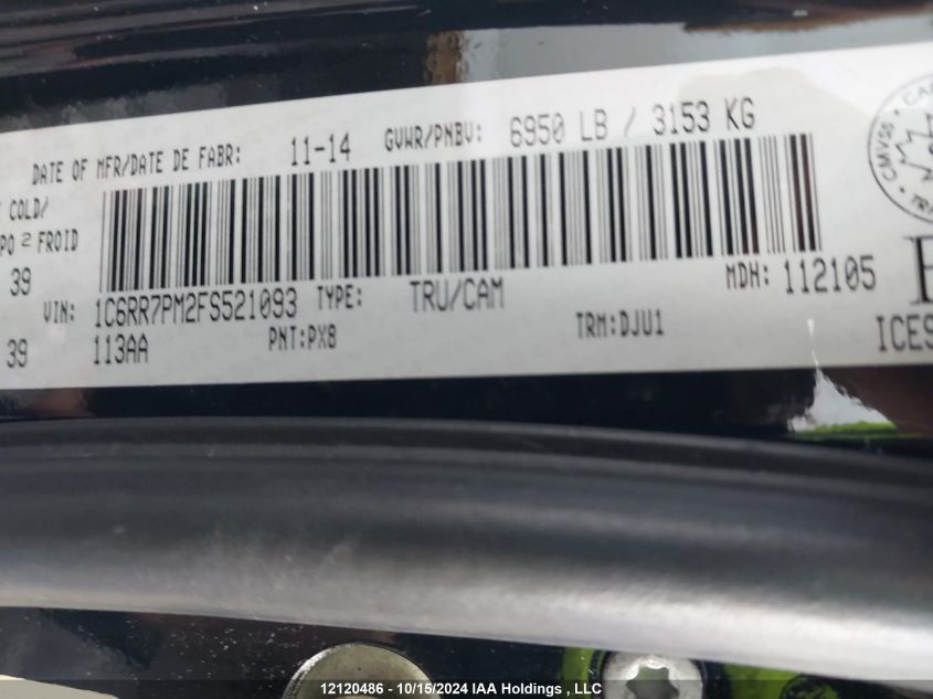 2015 Ram 1500 Longhorn VIN: 1C6RR7PM2FS521093 Lot: 12120486