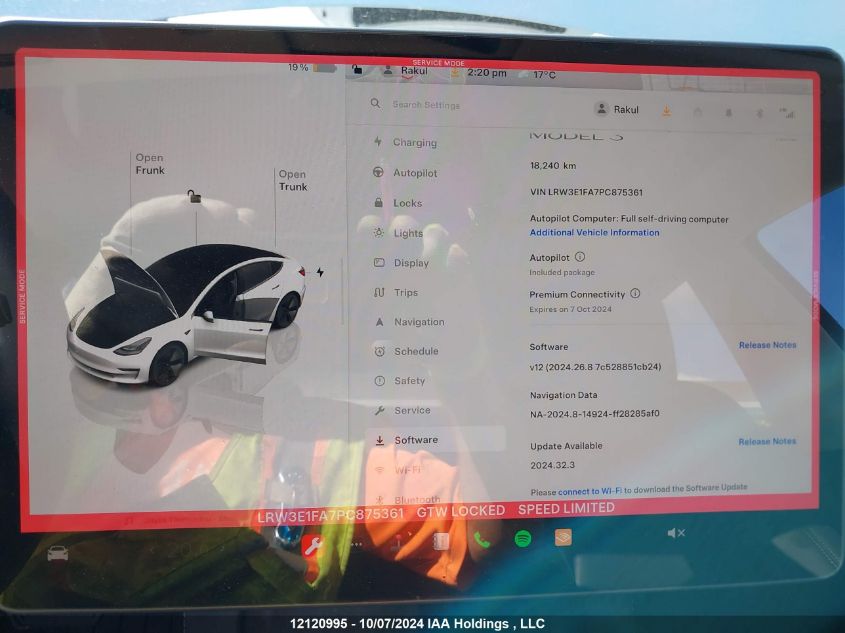 2023 Tesla Model 3 VIN: LRW3E1FA7PC875361 Lot: 12120995