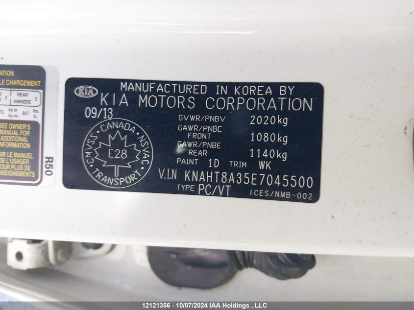 2014 Kia Rondo VIN: KNAHT8A35E7045500 Lot: 12121356