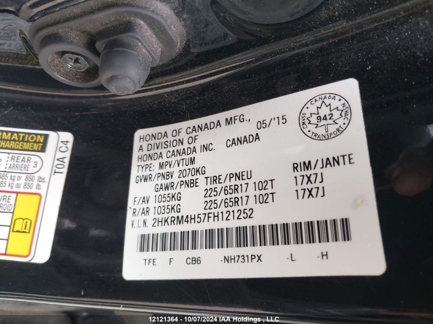 2HKRM4H57FH121252 2015 Honda Cr-V