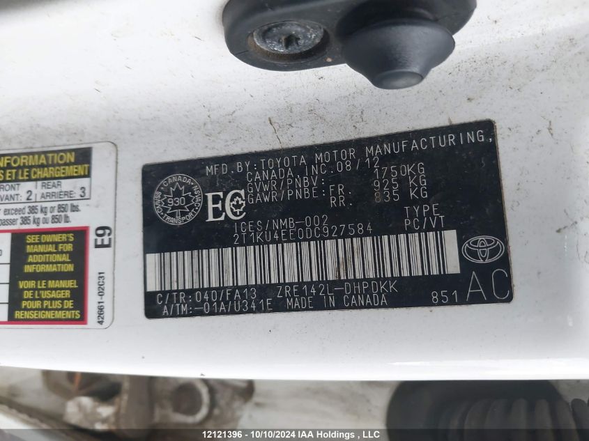 2T1KU4EE0DC927584 2013 Toyota Corolla Matrix