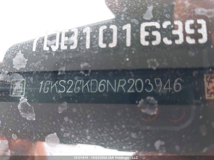2022 GMC Yukon Xl VIN: 1GKS2GKD6NR203946 Lot: 12121410