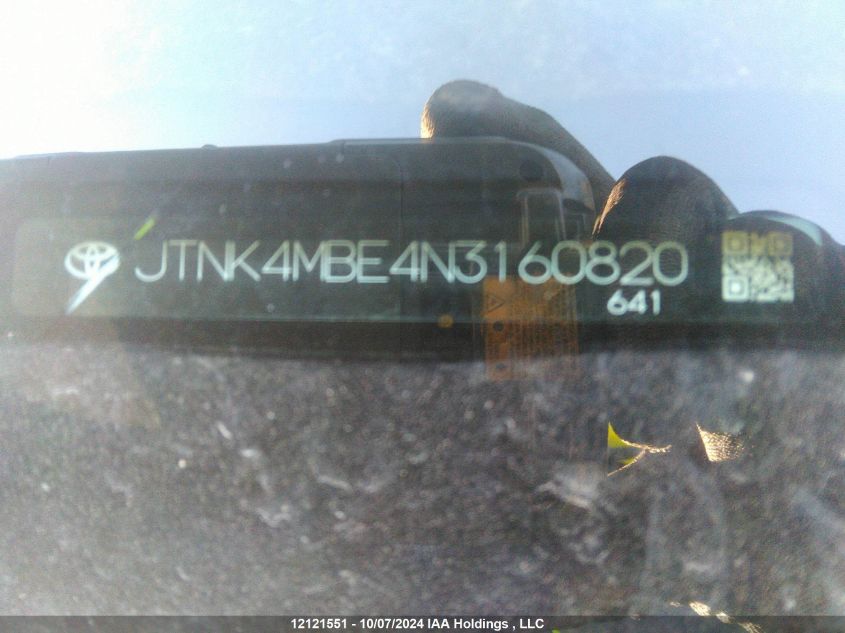 2022 Toyota Corolla Se VIN: JTNK4MBE4N3160820 Lot: 12121551