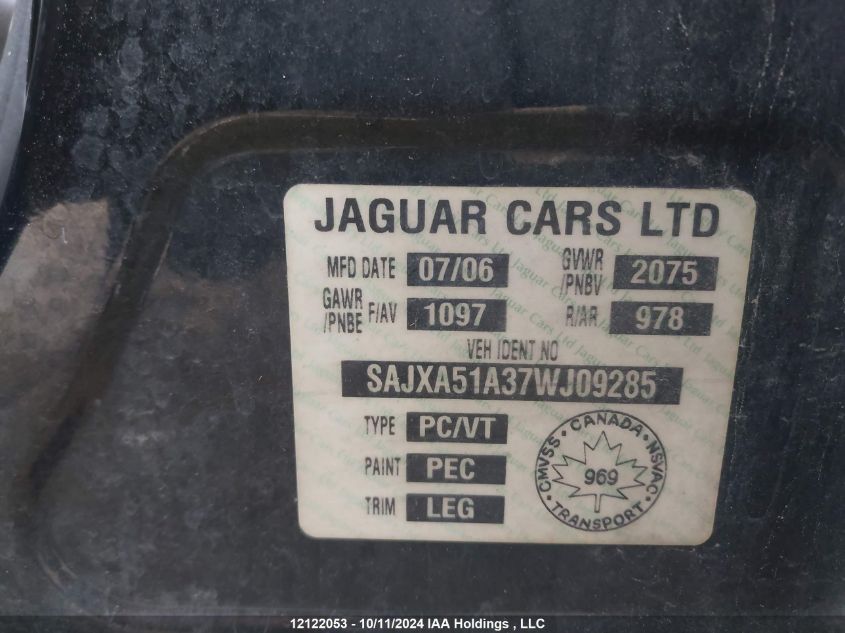 2007 Jaguar X-Type VIN: SAJXA51A37WJ09285 Lot: 12122053