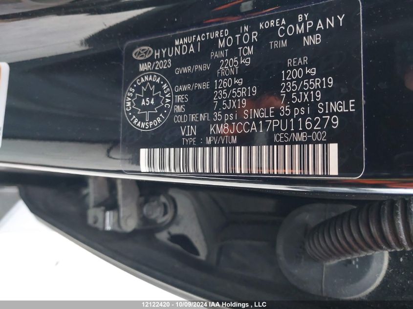 2023 Hyundai Tucson Ultimate Hybrid Awd VIN: KM8JCCA17PU116279 Lot: 12122420