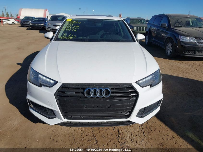 2019 Audi A4 Sedan VIN: WAUANAF44KA065496 Lot: 12122654