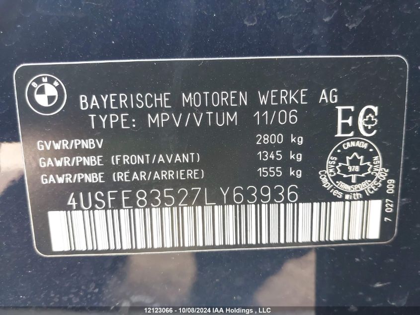 4USFE83527LY63936 2007 BMW X5