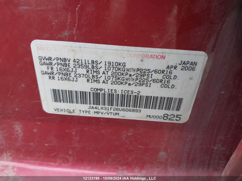 JA4LX31F26U606893 2006 Mitsubishi Outlander