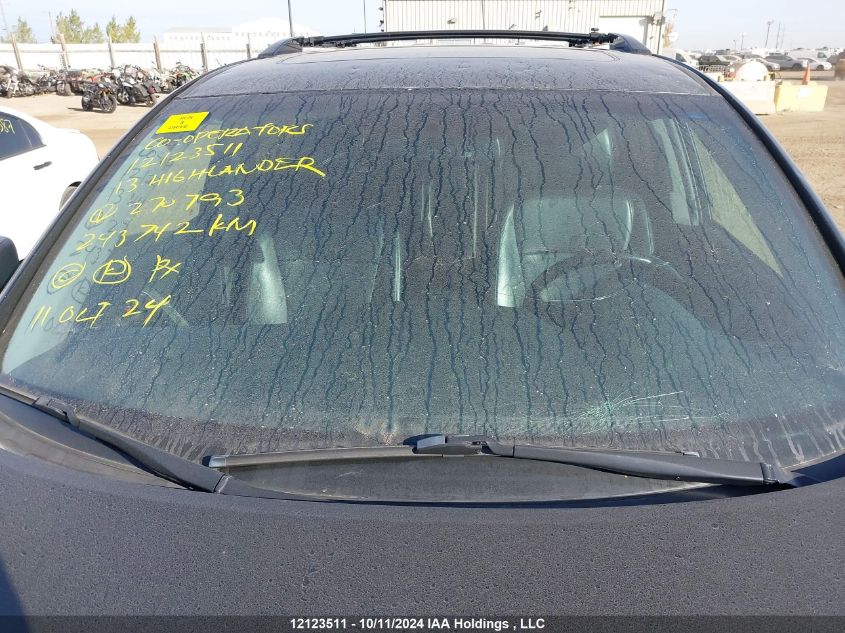 2013 Toyota Highlander V6 VIN: 5TDBK3EH8DS270793 Lot: 12123511