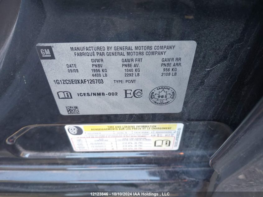 2010 Chevrolet Malibu VIN: 1G1ZC5E0XAF126703 Lot: 12123846