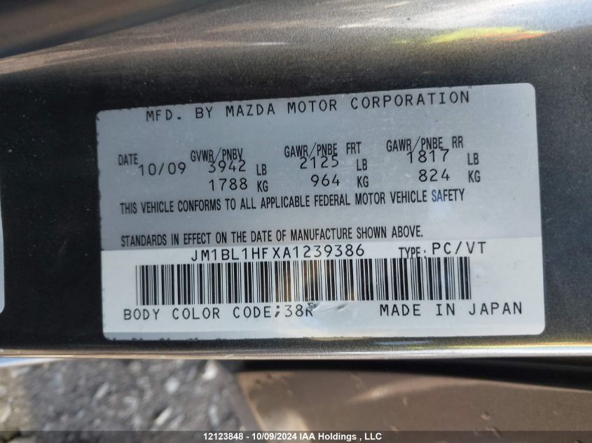 2010 Mazda Mazda3 VIN: JM1BL1HFXA1239386 Lot: 12123848