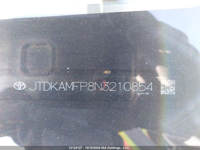 2022 Toyota Prius Prime Le/Xle/Limited VIN: JTDKAMFP8N3210854 Lot: 12124127