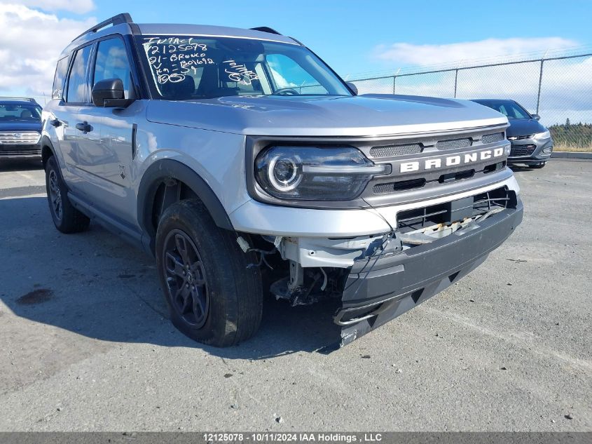 2021 Ford Bronco Sport Big Bend VIN: 3FMCR9B67MRB01692 Lot: 12125078