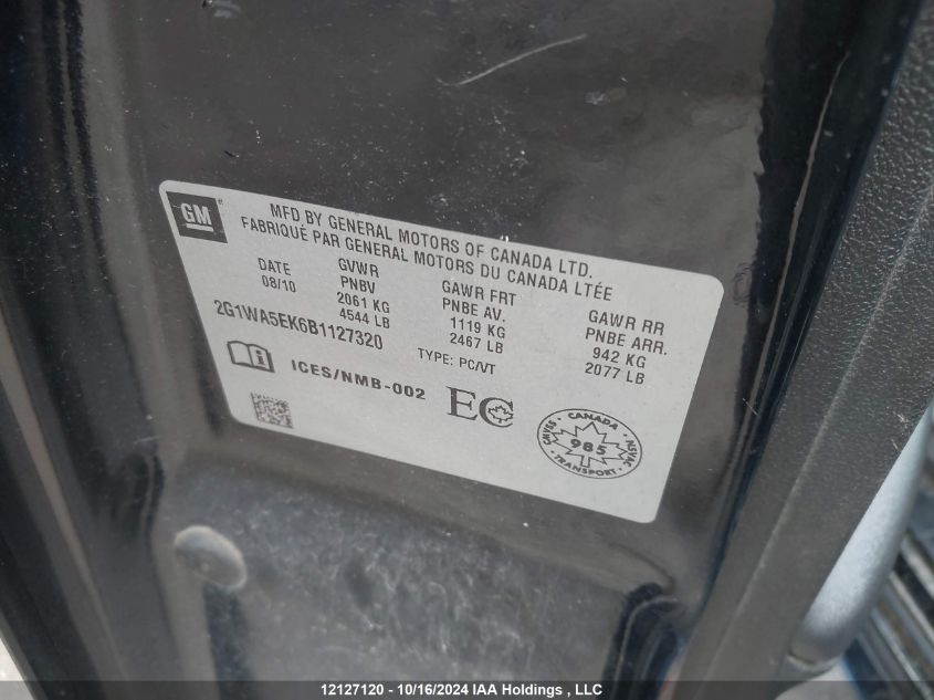 2011 Chevrolet Impala VIN: 2G1WA5EK6B1127320 Lot: 12127120