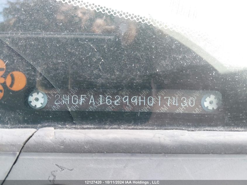 2009 Honda Civic Sdn VIN: 2HGFA16299H017430 Lot: 12127420