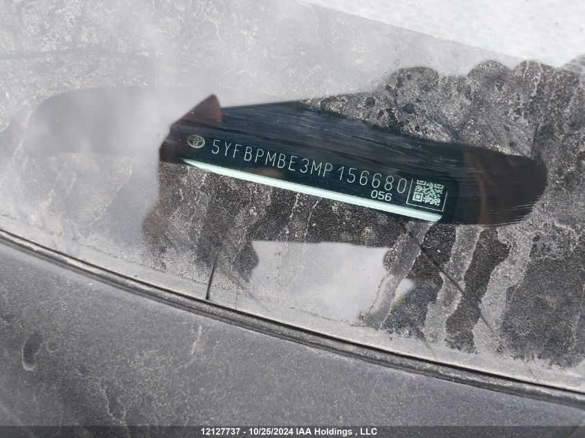 2021 Toyota Corolla Le VIN: 5YFBPMBE3MP156680 Lot: 12127737