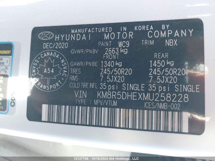 2021 Hyundai Palisade Ultimate Calligraphy VIN: KM8R5DHEXMU258228 Lot: 12127765