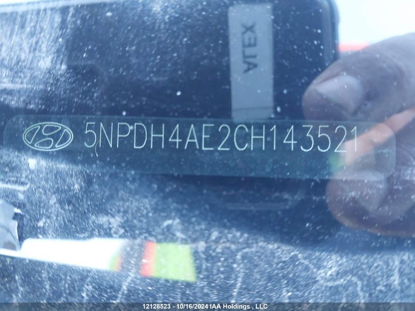 2012 Hyundai Elantra Gls VIN: 5NPDH4AE2CH143521 Lot: 12128523