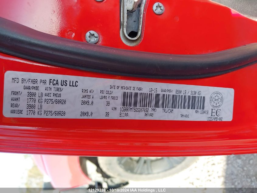 2016 Ram 1500 Sport VIN: 1C6RR7MT5GS207032 Lot: 12129239