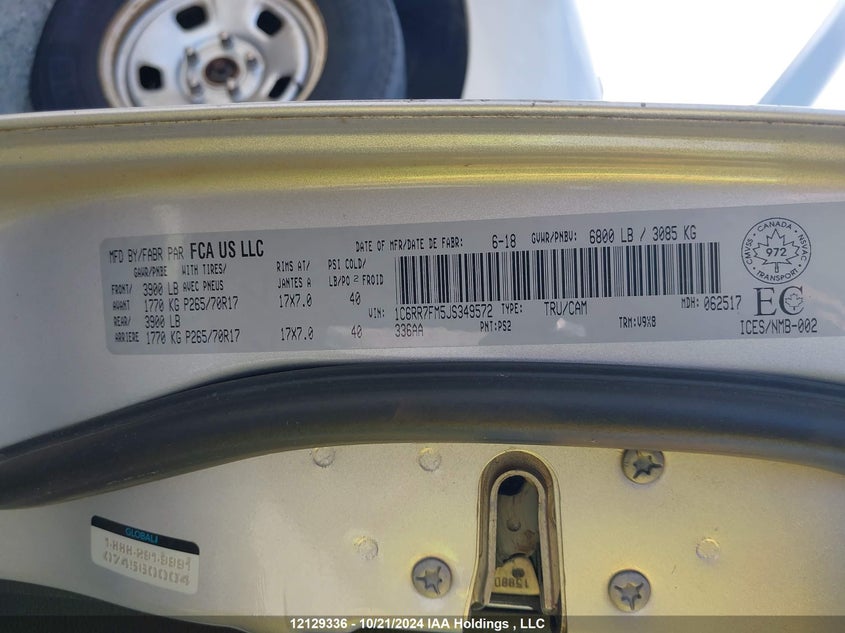 2018 Ram 1500 St VIN: 1C6RR7FM5JS349572 Lot: 12129336