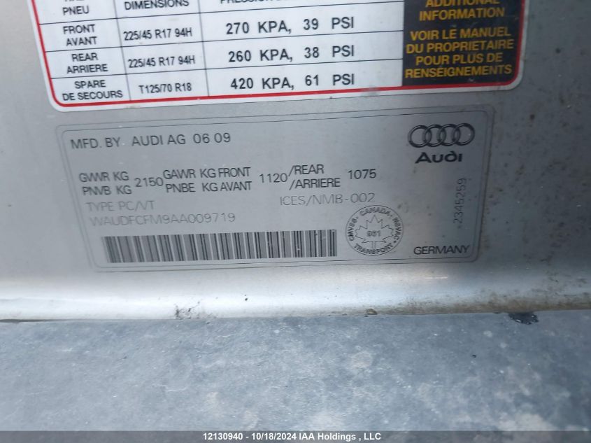 2010 Audi A3 VIN: WAUDFCFM9AA009719 Lot: 12130940