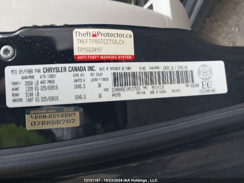 2010 Dodge Grand Caravan Se VIN: 2D4RN4DE1AR157553 Lot: 12131157