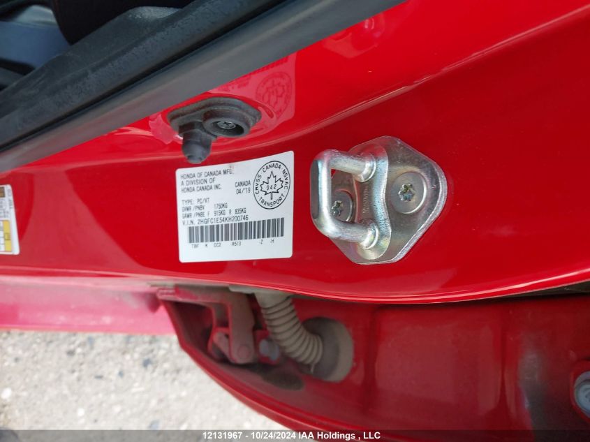 2019 Honda Civic Sedan VIN: 2HGFC1E54KH200746 Lot: 12131967