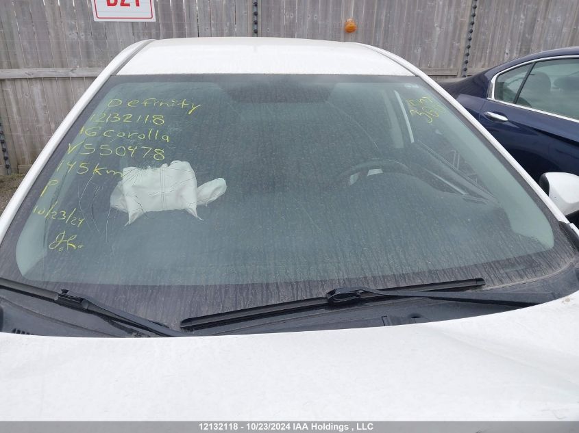 2016 Toyota Corolla L/Le/Le Pls/Prm/S/S Pls VIN: 2T1BURHE4GC550478 Lot: 12132118