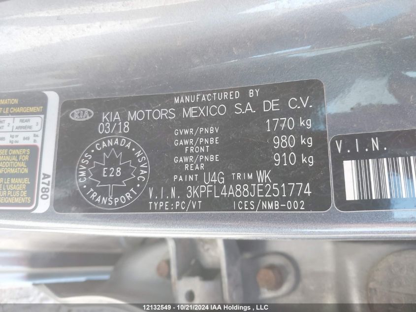 2018 Kia Forte VIN: 3KPFL4A88JE251774 Lot: 12132549