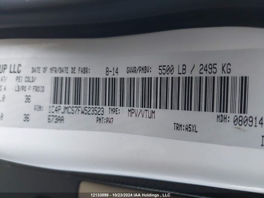 2015 Jeep Cherokee North VIN: 1C4PJMCS7FW523523 Lot: 12133899