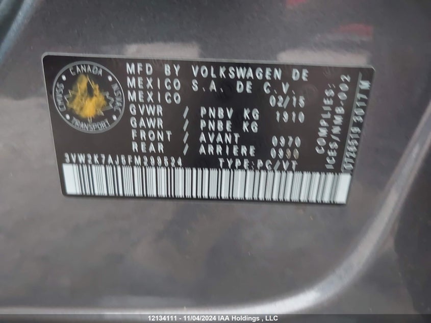 3VW2K7AJ5FM299524 2015 VOLKSWAGEN JETTA photo no. 9