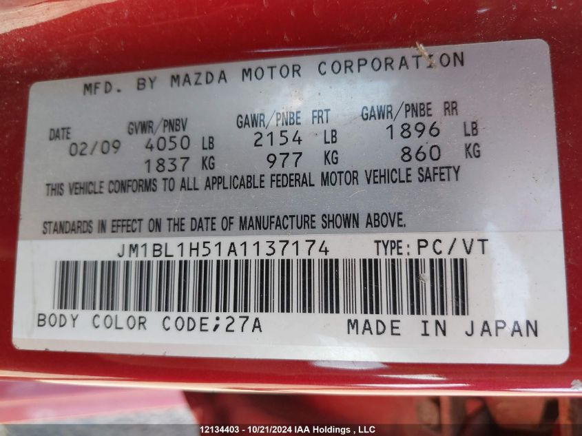 2010 Mazda Mazda3 Sport VIN: JM1BL1H51A1137174 Lot: 12134403