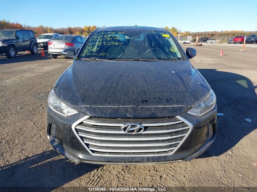 2017 Hyundai Elantra Gl VIN: KMHD84LF0HU243924 Lot: 12135265