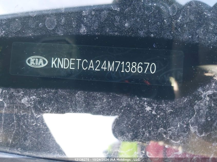 2021 Kia Seltos VIN: KNDETCA24M7138670 Lot: 12136275