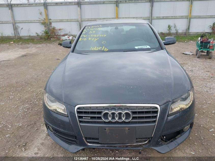 2010 Audi A4 VIN: WAUFFDFL4AN048717 Lot: 12136467