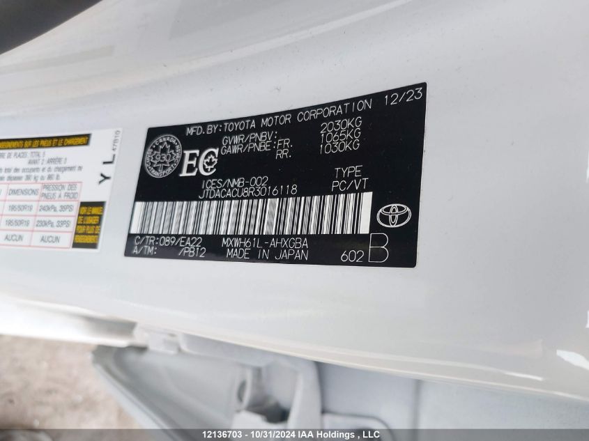 2024 Toyota Prius Prime Se/Xse/Xse Premium VIN: JTDACACU8R3016118 Lot: 12136703