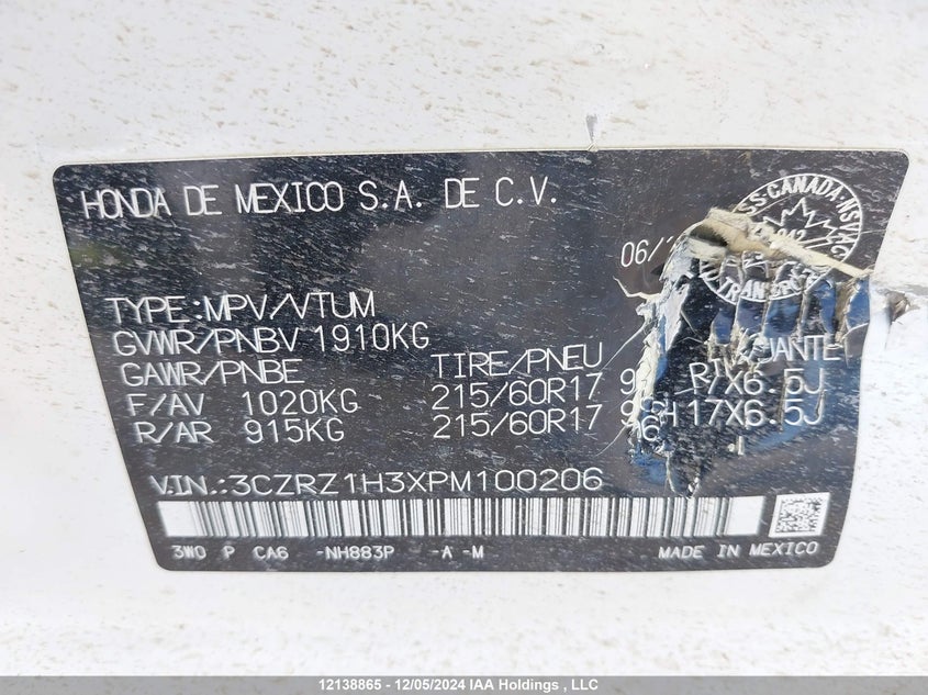 3CZRZ1H3XPM100206 2023 HONDA HR-V photo no. 9