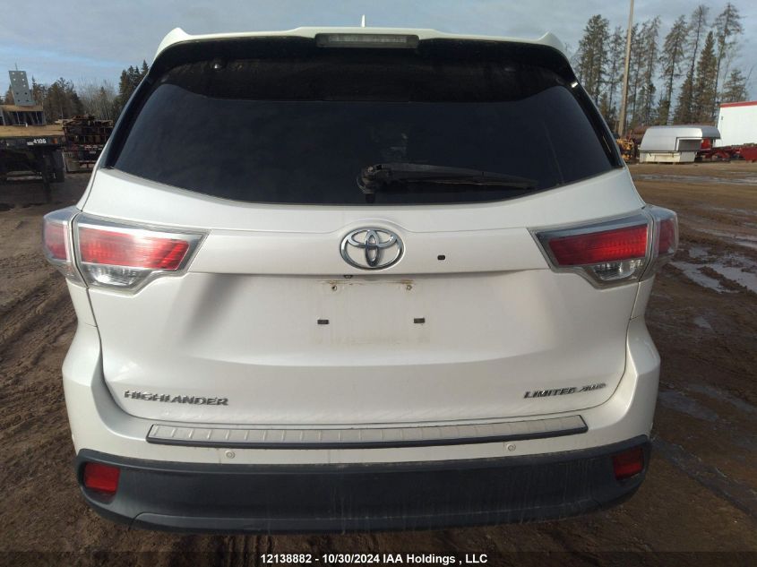 2015 Toyota Highlander Limited VIN: 5TDDKRFH1FS142506 Lot: 12138882