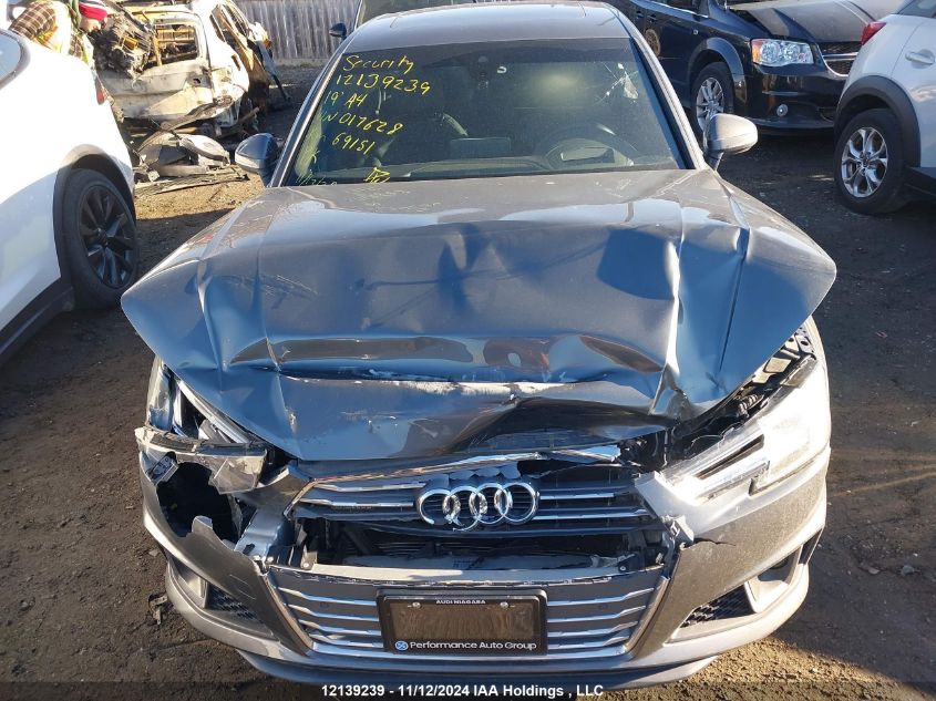 2019 Audi A4 Sedan VIN: WAUFNAF4XKN017628 Lot: 12139239