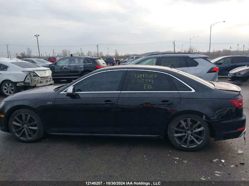 2018 Audi S4 Sedan VIN: WAUC4AF44JA068974 Lot: 12140207