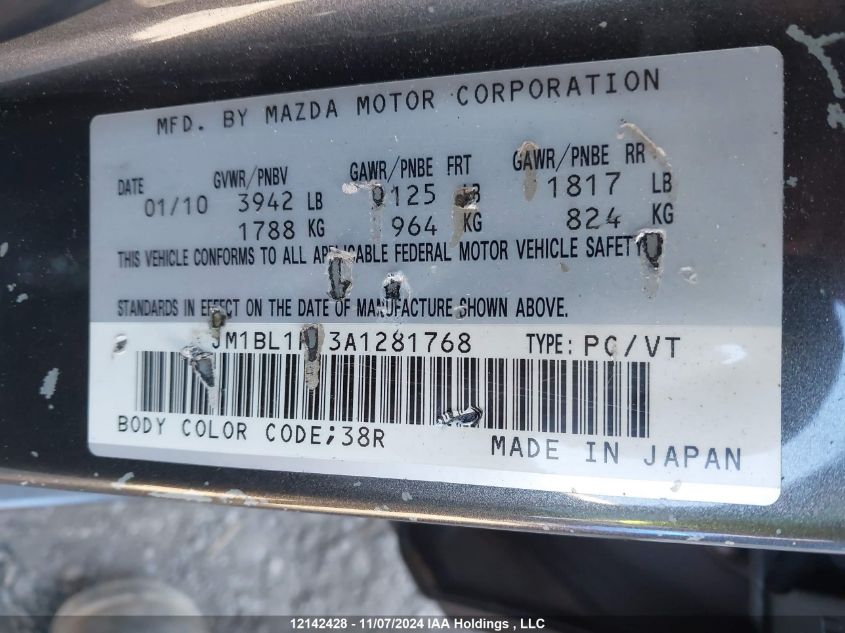 2010 Mazda Mazda3 VIN: JM1BL1HF3A1281768 Lot: 12142428