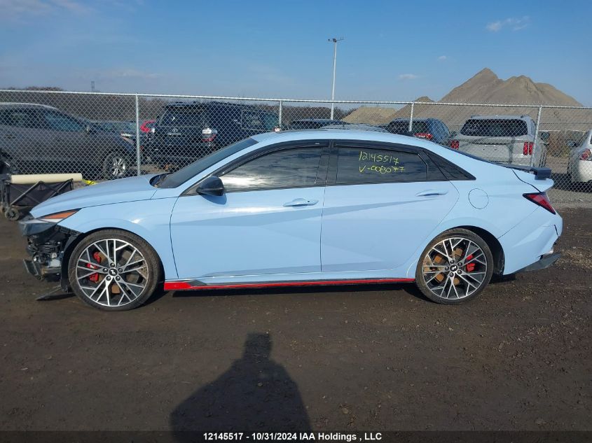 2022 Hyundai Elantra N VIN: KMHLW4AK9NU008077 Lot: 12145517