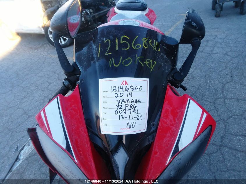 2014 Yamaha Yzfr6 VIN: JYARJ16N7EA002791 Lot: 12146840